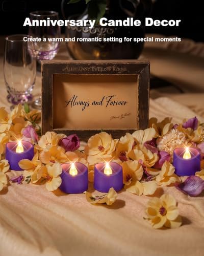 Homemory 12-Pack Purple Flameless Battery Tea Light Candles, 200+ Hours - Image 5