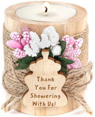 10 wooden Tealight Candle Holders for Baby Christening Party Favors, Gifts for Guests, Gender Reveal Party Gifts, Baby Girl Gender Reveal. (Light pink) by JusFavors