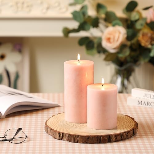 3x4 Inch Pink Pillar Candles Set of 3, Hand-Poured Unscented Pillar Candle, - Image 2