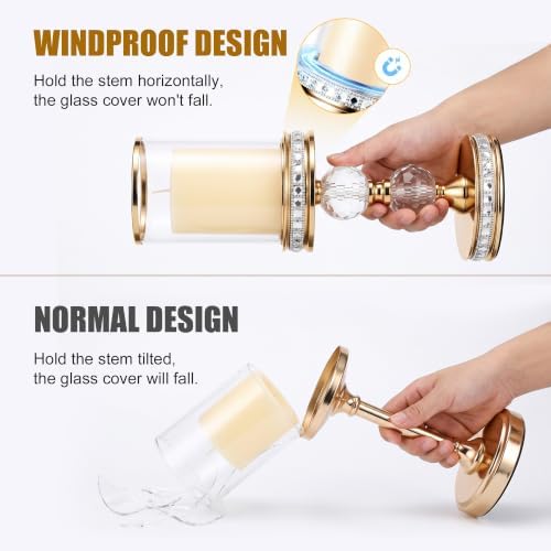 Hurricane Candle Holder, 12.6" Tall Metal Stand, Glass Pillar Candle Holder - Image 5