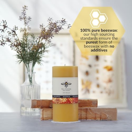 Big Dipper Wax Works 100% Beeswax Pillar Candle, 3 x 6 in, Natural - Image 4