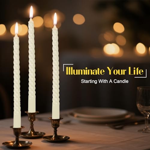 Tobeape 10 Inch Ivory Spiral Taper Candles 12 Pack, Unscented & Dripless - Image 2