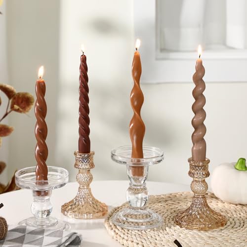 Nuanchu 4 Pcs Twisted Taper Candles,7.87 Inch,Pure,Fall Color - Image 6