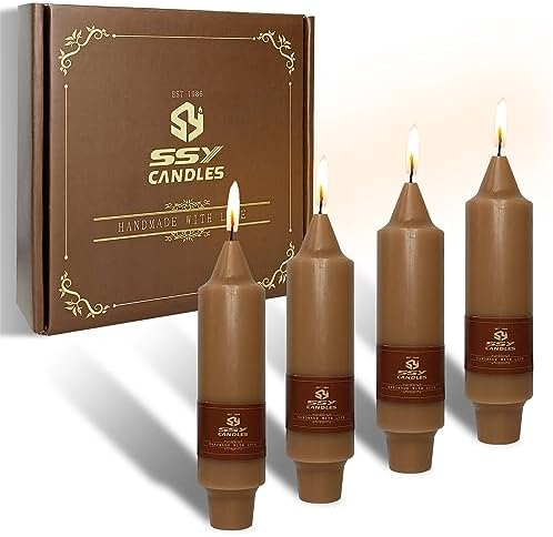 Summer Taper Candle Brown Candlesticks,Gedengni 5 inches Small Tapered Candles Short Candle Sticks Dripless Wax Candlestick for Home Dinner Wedding Party Women Gifts,7D-Brown by Gedengni