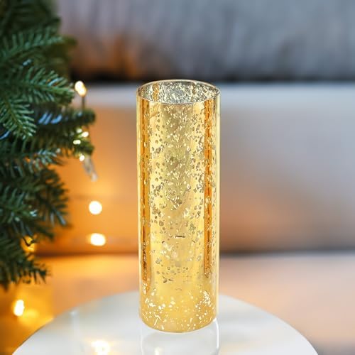 WGVI Hurricane Candle Holder Sleeve, W: 4", Ht: 12", Gold Speckled Glass Cylinder Open Both Ends, Chimney Tube Shade, 1 Piece - Image 7