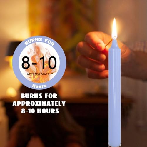 NJAO HOO Blue Candlesticks 10 Inch Handmade Dripless Taper Candles Unscented Colored Candle Set for Home Decor Spring, Pack of 4 - Up to 9-11 Hours Burn - Image 6