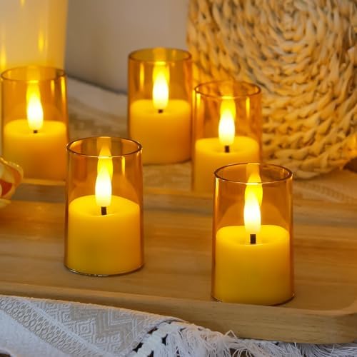 Flameless D: 1.7" H: 2.5" Small Tea Light LED Candles, Acrylic Battery Operated Votive with Remote Control and Timer, Tealight Amber Flickering Warm Light Pack of 15 Electric Long Lasting - Image 4