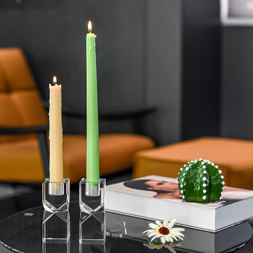 Home Crystal Candlestick Holders Pack of 2 Clear Crystal Taper Candles Holder, Table Centerpieces for Party and Wedding Decoration(3.9''Tall) - Image 3