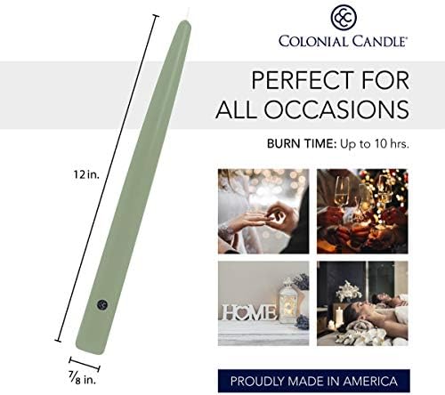 Colonial Candle Unscented Taper Candle, Handipt Collection, Colonial Classic Green, 12 in, Pack of 12 - Up to 10 Hours Burn - Image 3