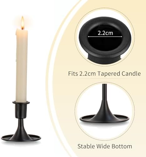 Black Candlestick Candle Holders for Taper ：6 PCS Romadedi Candle Stick Holder Set Vintage Table Centerpiece Halloween Decoration Wedding Christmas Fireplace Mantel Home Deocr - Image 6