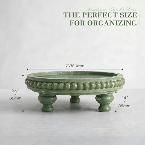 EOSAHR Beaded Wood Riser, Pedestal Stand for Bathroom Counter, Green - Image 2