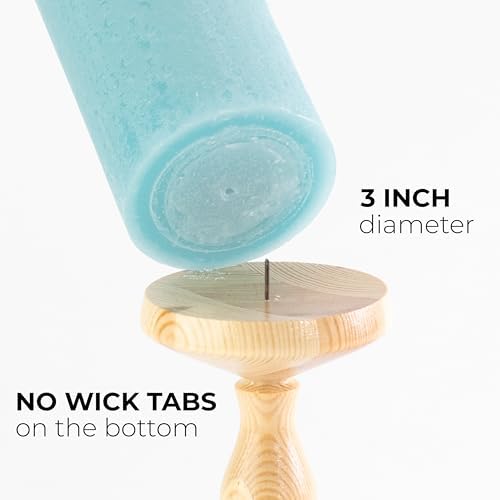CANDWAX 3x4 inch Pillar Candles Set of 3 – Unscented Dripless Rustic Light Turquoise Candles for Table Decor, Weddings, Centerpieces - Image 2