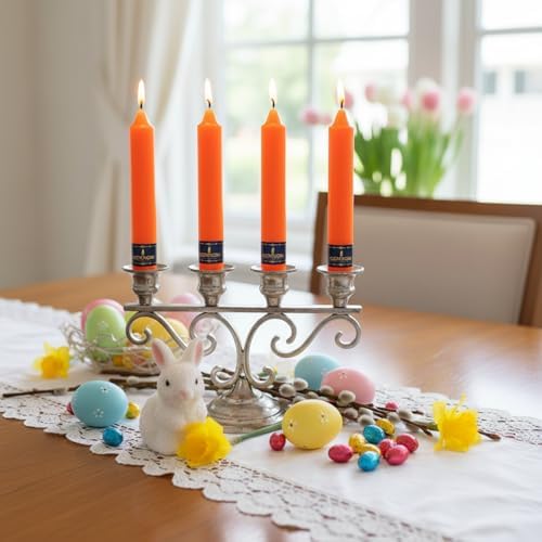 Orange Taper Candles 9 Inch Dripless Candlesticks, Gedengni 4 Pack Unscented Long Taper Candle Sticks for Wedding Centerpieces, Easter Table Mother’s Day Dinner Party Home Decor - Image 5