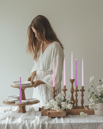 Brown Tall Taper Candles 12 inch Unscented Smokeless Long Spiral Tapered Candle for Candlesticks Sticks Wedding Advent Home Decor Dinner Christmas，Set of 12,Spiral - Image 6