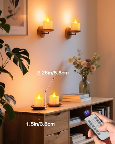 SoulBay Flameless Candles with Remote Timer & Charging Base, 12pcs USB Rechargeable Battery Flickering LED Small Votives Lights for Table Dinner Weddings Holidays General Decor, No Battery Required - Image 5