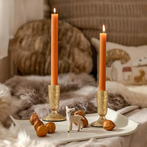 Handcrafted Antique Brass Taper Candle Holders Set of 2 - Image 4