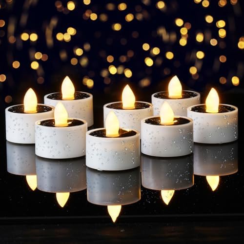 Homemory 8-Pack Solar Tea Lights Outdoor Waterproof, Dusk to Dawn Candles by Homemory