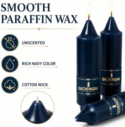 Candlesticks Short Taper Candle,5inches Navy Blue Candle Sticks Dripless Tapered Candles for Home Decor Weddings Festive Party Holiday - Image 4