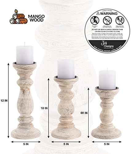 JFY Designs Ivora Wood Candle Holders for Pillar, Farmhouse Fireplace Décor - Image 4