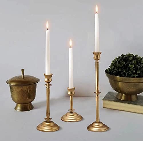 Gold Metal Taper Candle Holder Set of 3,Vintage Candlestick Holders for Decorating Centerpiece Dinning Table,Wedding,Fireplace Mantle,Home Decoration - Image 7