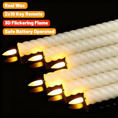 Wondise Real Waxy Flameless Taper Candles with Remote Timer - Image 3