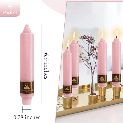 4 PCS Handmade Taper Candle Pink Small Candlesticks 7 inch Short Candlesticks for Dinner Household Wedding Party Home Décor - Image 4