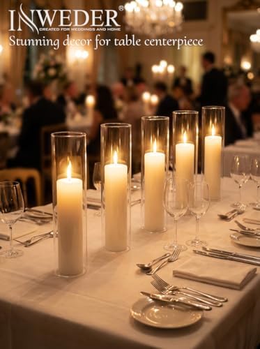 Hurricane Glass Candle Holders: 2.5" W x 12" H Cylinder Cover 6 Pcs - Image 3
