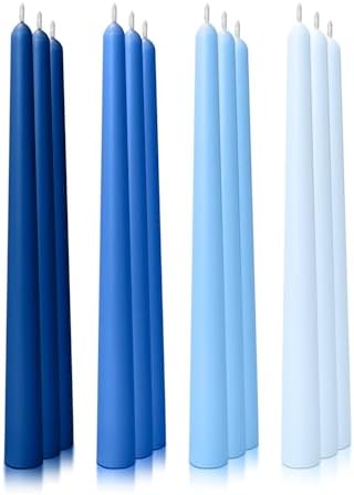 10" Classic Taper Candles, Blue Shades, 12-Pack, 7-8 Hours Long Burning, Unscented Tall Candlesticks by Unknown