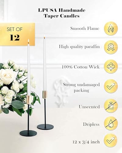 Black Tall Taper Candles 12 inch Unscented Smokeless Long Tall Tapered Candle for Candlesticks Sticks Wedding Advent Home Decor Dinner Christmas，Set of 12 - Image 5