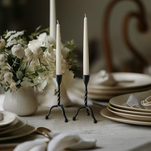 Black Taper Candle Holder Set of 2,Vintage Candle Sticks Holder Decor,Wrought Iron Candle Holder for Table Centerpiece,Halloween,Wedding,Christmas - Image 6