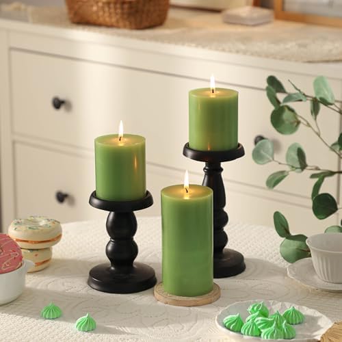 3x6 Inch Green Pillar Candles Set of 3 - Spring Easter St. Patrick's Day Green Candles - Decorative Unscented Pillar Candle, Long Burning Dripless Smokeless Large Pillar Candles for Wedding Decor - Image 5