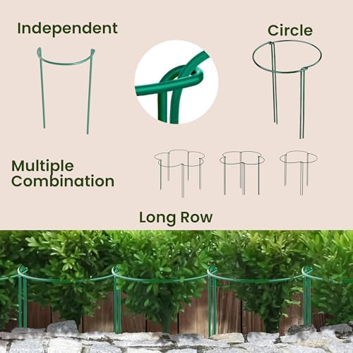 18-Piece Mega Bundle Plant Support Stakes – 10" W x 16"-24" H Garden Cages and Support Rings for Peonies, Hydrangeas, and Roses (Includes 12-Pack & 6-Pack)