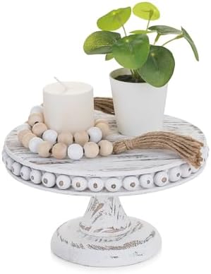 Hanobe Small Wood Cake Pedestal Stand 8 Inch Rustic Display Riser Plate by Hanobe