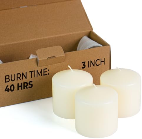 CANDWAX 3x3 Pillar Candle Set of 3 - Dripless Pillar Candles for Home - Elegant Ivory Candles for Relaxing Atmosphere by CANDWAX
