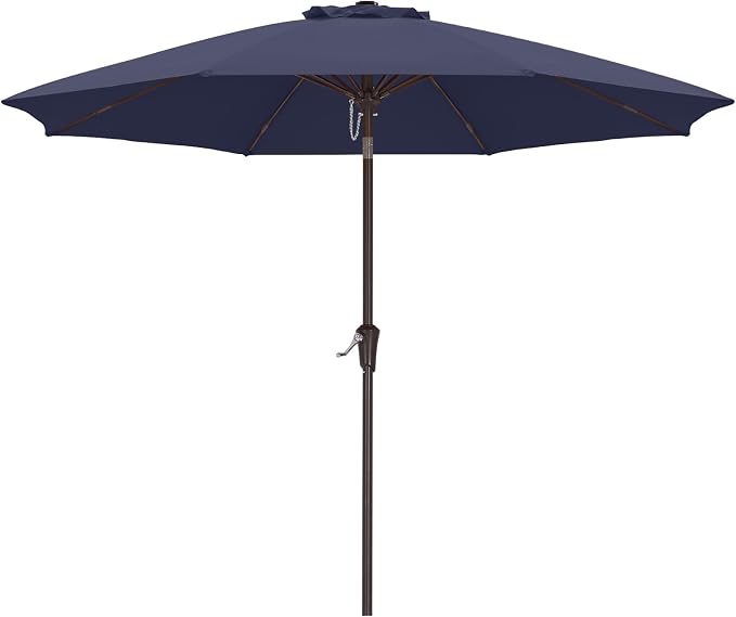 ABCCANOPY 9FT Outdoor Patio Umbrella, 8 Ribs Table Umbrella w/Crank for Easy Set Up, Suitable for Garden, Lawn, Deck & Backyard (Navy Blue)