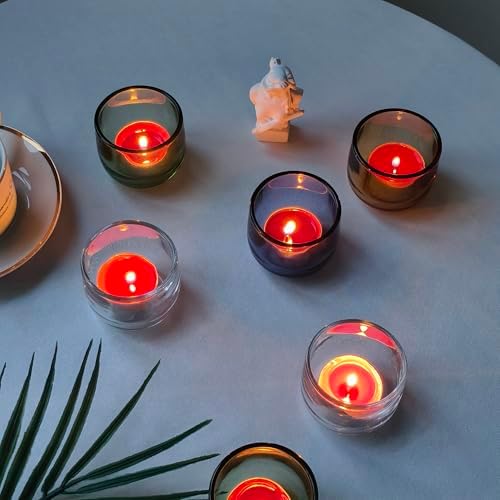 Gurfuy Glass Votive Candle Holders 6 Set - Tealight Candle Holder for Festival Wedding Propose Parties Holiday Table Centerpiece Shelf Decoration Fall Home Decor Green - Image 7