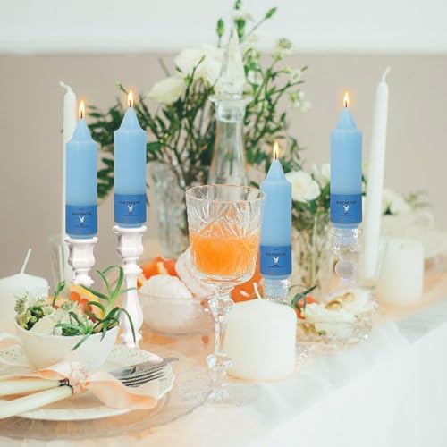 Unscented Dripless Taper Candles Blue 5INCH Smokeless Short Taper Candlesticks for Dinner Weddings Birthday Party Home Décor - Image 5