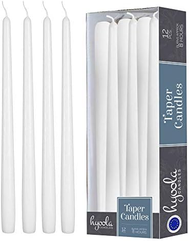 Hyoola 12 Pack Tall Taper Candles - 10 Inch White Dripless, Unscented Dinner Candle - Paraffin Wax with Cotton Wicks - 8 Hour Burn Time by Hyoola