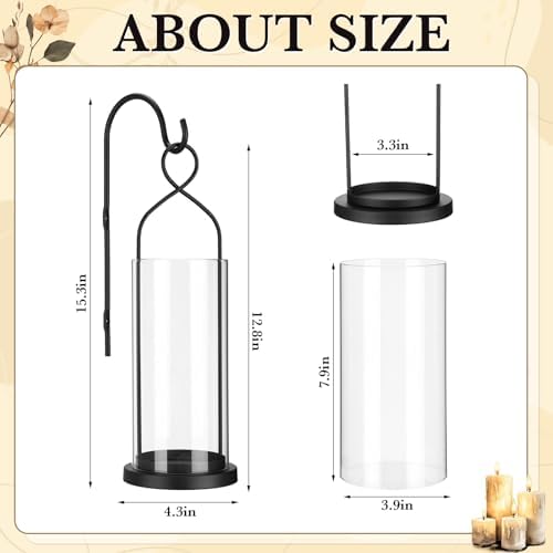 Set of 2 Black Wall Candle Sconces Decor Wall Candle Holder for Pillar Candles - Modern Metal Hurricane Lantern Decoration for Indoor Porch Fireplace Bathroom Living Room - Image 2