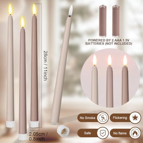 Macarrie 24 Packs Flameless Taper Candles Battery LED 11",Morandi Brown - Image 2