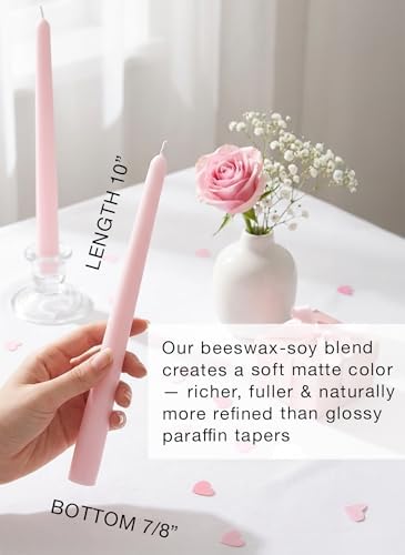 10" Classic Taper Candles, Pale Pink, 4-Pack, 7-8 Hours Long Burning, Unscented Tall Candlesticks - Image 2