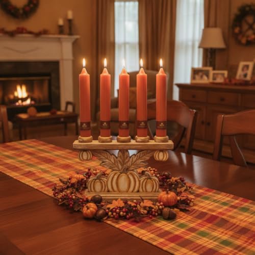 Earth Tone Chunky Taper Candle 9 inch Tall Tapered Candle Pumpkin Unscented Smokeless Long-Lasting Burn Thick Tapered Candle for Fall Harvest Halloween Thanksgiving Dinners Parties and Home Décor - Image 5