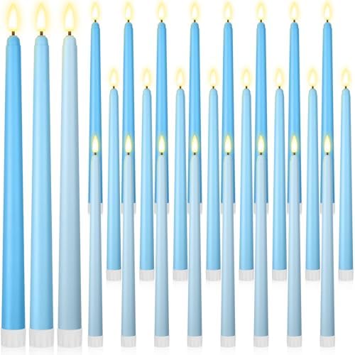 Macarrie 24 Packs Flameless Taper Candles Battery LED 11",Mixed Blue by Macarrie