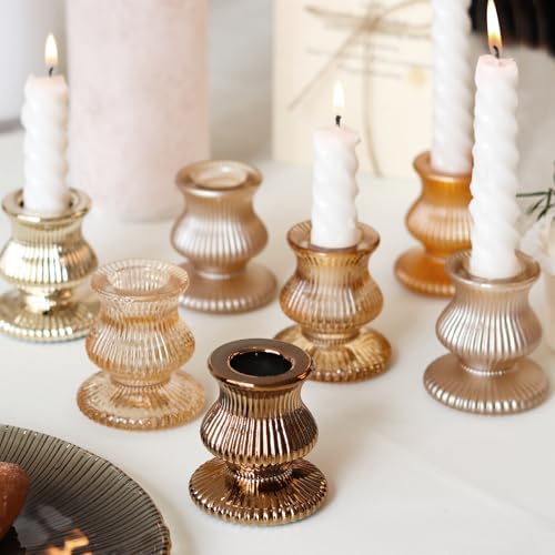 WDHODEC Gold Candlestick Holders 12PCS Glass Taper Candle Holders for Table Centerpiece Colorful Candle Sticks for Wedding, Party and Festival Decoration - Image 6