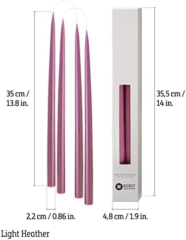 Kunstindustrien® Taper Candles – Set of 4, 13.8" – Made in Denmark, Long Burning Candles 15h, Unscented & Smokeless Candlesticks, Elegant Tall Candles for Weddings Dinners & Home Decor (Light Heather) - Image 3