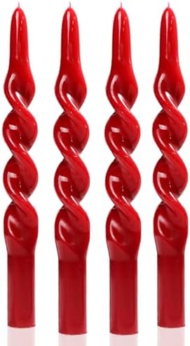 MAITREYA Burgundy Taper Candles Conical Stick Candles Spiral Taper Candles-Set of 4 for Decoration Weddings Party Church-Unscented Dripless Candles,10inch(C-Burgundy) by MAITREYA