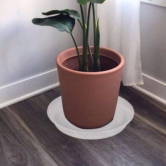 2 Pack of 12 inch Plant Saucer, 1.7" Depth Tray, Large Deep Garden Plastic Flower Planter Plant Trays for Indoors Outdoor Bath Bath (12", Clear)