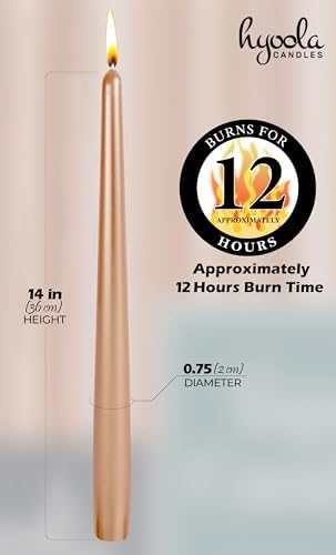 Hyoola 12 Pack Tall Metallic Taper Candles - 14 Inch Copper Metallic, Dripless, Unscented Dinner Candle - Paraffin Wax with Cotton Wicks - Image 4