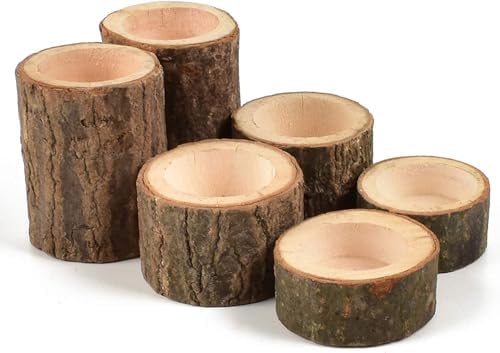 Yikko Wooden Tea Light Candle Holders, Personalized Wooden Votive Tealight Holder for Wedding Centerpieces for Table, Wedding |Birthday Party |Valentine's Day |Home Decoration - Set of 6 by Yikko