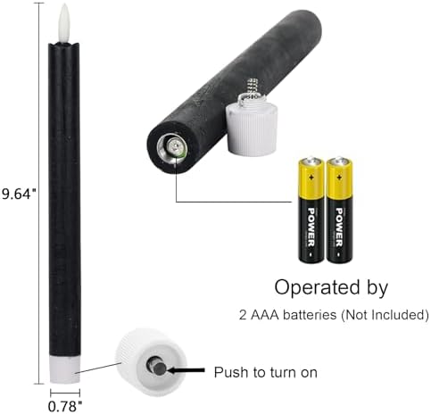 Wondise Halloween Black Flameless Taper Candles with 6H Timer - Image 2